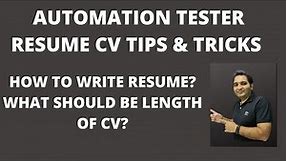 How To Write an Automation Tester Resume (With Example)|Automation Tester Resume Sample & Tips