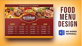 Food Menu Design in MS Word | Menu Design for Restaurant | MS Word Tutorial