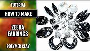 How to make Easy "Zebra" Earrings out of Polymer Clay - Quick Video Tutorial. DIY