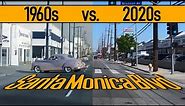 California 1960s vs 2020s. Santa Monica Blvd, Hollywood 'historic' drive. Street views.