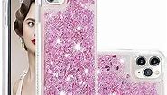 Compatible with iPhone 11 Pro Case, Bling Glitter Liquid Clear Case Floating Quicksand Shockproof Protective Sparkle Silicone Soft TPU Case for iPhone 11 Pro 5.8" YBL Love Rose Gold