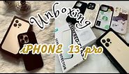 Unboxing iphone 13 pro Gold ✨+ accessories 🧸 + Case haul 🌈+ ESR screen protector #unboxing