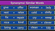 120 Synonyms in English, English synonyms, Similar words in English, Common synonyms,