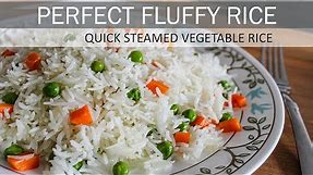 Simple Steamed Vegetable Rice | How to make Perfect Fluffy Rice | Vegan Recipe