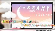 HOW TO MAKE YOUR LAPTOP AESTHETICS Part 2 || ☁️ DREAMY DESKTOP ☁️ + Cute Floating Bar Icons 🌙✧