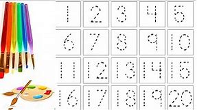 Dotted 1 to 20 counting number | Trace Numbers 1-20 | Write And Fill In The Numbers | Learning math.