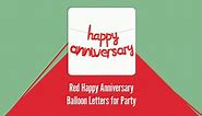 KatchOn, Red Happy Anniversary Balloons - 16 Inch | Script Happy Anniversary Banner Red for Happy Anniversary Decorations | Work Anniversary Decorations, Romantic Anniversary Party Decorations