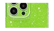 Hython Case for iPhone 15 Pro Max Case Glitter Cute Sparkly Shiny Bling Sparkle Phone Cases 6.7", Thin Slim Fit Soft TPU Bumper Shockproof Rubber Protective Cover for Women Girls Girly, Bright Green