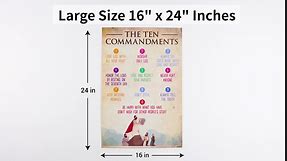 UMA#GIFTS The Ten Commandments Poster For Kids 16" x 24" Bible Posters for Classroom, Church, Sunday School, or Homeschool, Christian Learning New Testament Old Testament Decorations