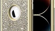 Hython for iPhone 14 Pro Case, Heavy Duty Full-Body Defender Protective Phone Cases Glitter Bling Sparkle Hard Shell Hybrid Shockproof/Drop proof 3-Layer Military Rubber Bumper Cover Women Girls, Gold