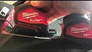 Milwaukee metric tape measure and standard imperial 8M 26ft