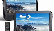 NAVISKAUTO 10.1'' Blu Ray Dual Screen Portable DVD Player with Rechargeable Battery Support 1080P Video, Dolby Audio, HDMI Out, Sync Screen, Last Memory, Region Free, USB/SD Card