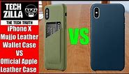 iPhone X Mujjo Leather Wallet Case VS Official Apple Leather Case