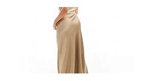 Six Stories Bridesmaids one shoulder satin maxi dress in champagne | ASOS