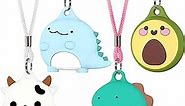 Air tag Necklace with Adjustable Length, Cute Cartoon Airtags 4 Pack Holder Soft Silicone Skin-Friendly Apple Airtags Case for Kids with Key Ring, Screen Protector