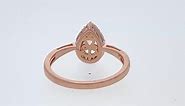 Jewelili 10K Rose Gold Pear Shape Morganite and Natural White Round Diamond Accent Halo Ring