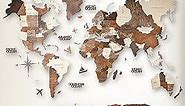 "AWESOMETIK" 3D Wood World Map Wall Art Decor - With Our Masterpiece Track Your World Travels - Special For Home, Kitchen And Office. Gift Boxed (XL Prime, Multicolor)