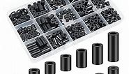 Spacers, Nylon Washers, Plastic Spacers Assortment Kit, 345 Pcs Electrical Outlet Screw Spacers, M3 M4 Black Round Spacers Unthreaded for Electrical Screws, Switch and Receptacle