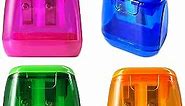 Aipker Manual 4PCS Colorful Compact Dual Holes Pencil Sharpeners with Lid for Kids & Adults, Portable for School Office