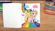 How to Color a Flying Unicorn and a Rainbow | Drawing And Coloring for Kids | Coloring Book