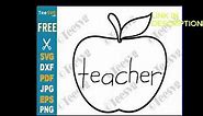 Teacher Apple Clipart Black and White Free JPG SVG PNG with Transparent Background - simple Apple