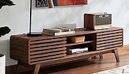 mopio Ensley TV Stand, Mid Century Modern TV Stand for 55/60/65 inch TV, Farmhouse TV Stand, Entertainment Center with Storage, TV and Media Consol for Living Room (Walnut, 59")
