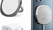 iPhone Magnetic Wireless Charger - Super Fast Mag Safe Charging Pad and 20W PD2.0 USB-C Wall Plug Compatible with iPhone 15 14 13 12 Pro Max Series, AirPods Series - Silver