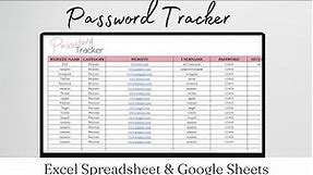 Password Manager Google, Password Tracker Excel, Password Tracking, Password Tracker Google Sheets