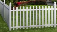 Veranda Glendale 4 ft. H x 8 ft. W White Vinyl Spaced Picket Fence Panel with Pointed Pickets 128004