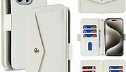 Jaorty for iPhone 15 Pro Max Wallet Case with Crossbody Lanyard Strap,iPhone 15 Pro Max Flip PU Leather Phone Case Purse Cover for Women Men with 9 Card Holder Slots,Cash Coin Pocket 6.7 inch,White