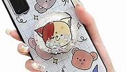 VooDirop Kawaii Animal Cartoon Phone Case for Samsung Galaxy A51, Funny Soft Cover with Pasteable Foldable Twinkle Liquid Stars Quicksand Bracket for Girls Women (Samsung Galaxy A51, Dog)