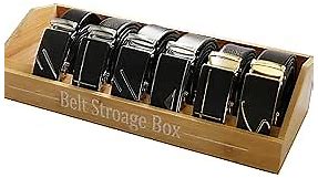 Belt Organizer box for Closet - 7 Grids Bamboo Belt Storage Organizer Wooden Belt Tie Hanger Racks for Men Women's Drawer, Belt Display Holder Wall Mount