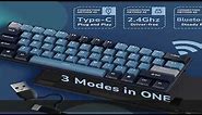 RK ROYAL KLUDGE RK61 Plus Wireless Mechanical Keyboard, 60% RGB Gaming Keyboard with USB Hub, Hot S
