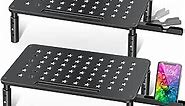Zimilar 2 Pack Monitor Stand , 3 Height Adjustable Stand with Unique Star Mesh for Computer, Laptop, Printer, Notebook, iMac, Premium Metal Monitor Risers for 2 Monitors