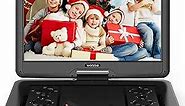 WONNIE 17.9’’ Large Portable DVD/CD Player with 15.6‘’ Swivel Screen, 1366x768 LCD TFT, 6 Hrs 5600mAH Rechargeable Battery, Regions Free, Support USB/SD Card/Sync TV, High Volume Speaker