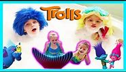 MERMAIDS Magically turn into TROLLS & play in the Mr. Bubble bath full of surprises W/ Play Doh Girl