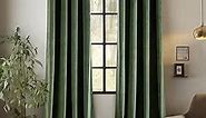 EMEMA Olive Green Velvet Curtains 84 inches - Elegent Velvet Curtains Window Drapes Grommet Thermal Insulated Room Darkening Home Decoration for Living Room Bedroom W52 x L84, 2 Panels
