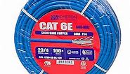 Cat 6E Ethernet Network Cable - 100 FT，600MHz 23AWG Solid Bare Copper Wire Outdoor/Indoor, Bulk No Ends 10 Ft to 1000 Ft Available, Heat Resistant Riser Rated - CMR