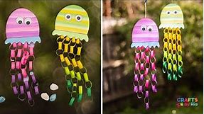 Beautiful Paper Jellyfish craft for kids | Hanging Jellyfish summer craft