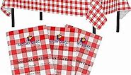 Red Gingham (Checkerboard) Vinyl Tablecloths - 54 In. X 70 In. - Pack Of 3 Rectangle Tablecloth - Vinyl Tablecloths For Rectangle Tables - Plastic Table Cloths With Flannel Backing - Waterproof