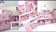 Cute pink stationary desk arrangement