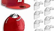 BRATEAYA Baseball Hat Holder for Wall, Adhesive Hat Racks for Baseball Caps, Super Strong Hat Display Hooks, No Drilling Hat Organizer Men Boys Bedroom Accessories, Clear, Pack of 10