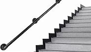 Pipe Stair Handrail, 10 Ft Metal Staircase Handrail, Black Galvanized Industrial Iron Hand Rail for Indoor & Outdoor Wall Mount Support, Wall Hand Railing,Safety Handle, Steps Baluster(HR06)