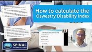 How To Use and Calculate the Oswestry Disability Index - quick and easy understanding