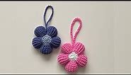 Crochet - Flower Keyring/Keychain - Tunisian Crochet