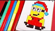 Handmade Pixel Art - How To Draw Minion / Mignon step by step