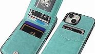 KIHUWEY Compatible with 15 Case Wallet with Credit Card Holder, Flip Premium Leather Magnetic Clasp Kickstand Heavy Duty Protective Cover for 15 6.1 Inch (Mint Green)