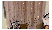 Foil Star Blackout Kids Curtains, Gold Pink Star Print Thermal Insulated Blackout Drapes for Girls Kids Teenagers Bedroom Sparkling Gold Star Window Drapes for Baby Nursery Room (W50 x L63, Set of 2)