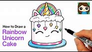 How to Draw a Rainbow Unicorn Cake 🌈🦄🎂