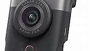 Canon PowerShot V10 Vlog Camera for Content Creators, 19mm Wide-Angle Lens, 1" CMOS Sensor, 4K Video, Face-Tracking, Built-in Microphone, Image Stabilization, Webcam, Live Streaming, Silver